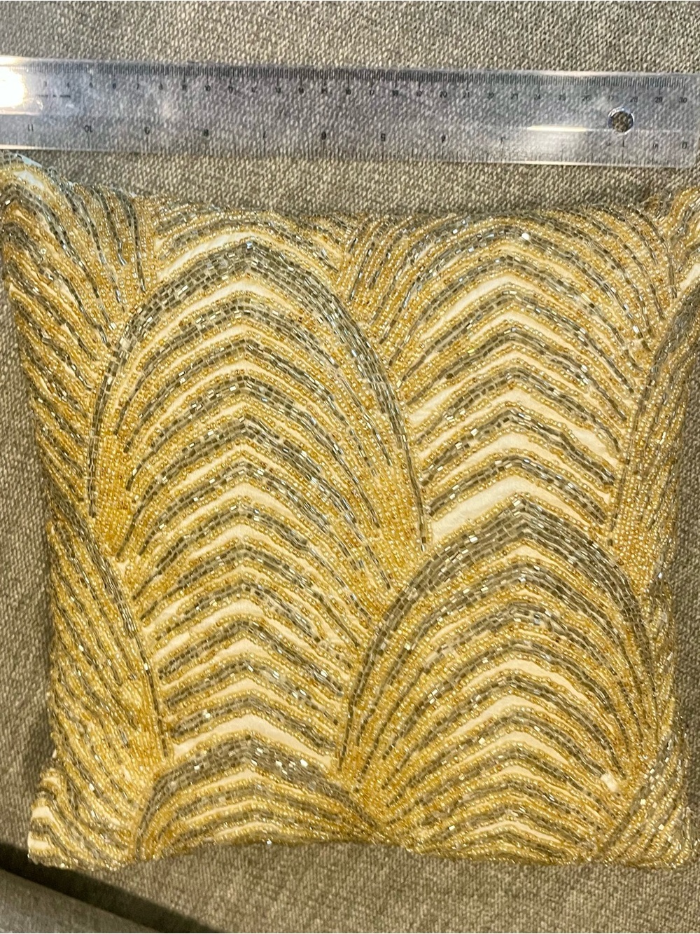 Tahari Gold Beaded Scallop Accent Pillow
